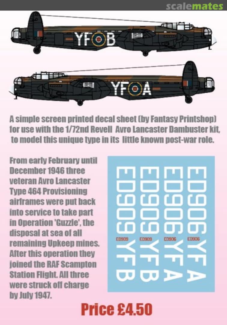 Boxart Post-War Lancaster Operation 'Guzzle' decals FSD72012 Freightdog Models Boxart Post-War Lancaster Operation 'Guzzle' decals FSD72012 Freightdog Models