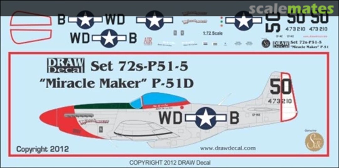 Boxart North American P-51 D - "Miracle Maker" 72-P51-05 Draw Decal