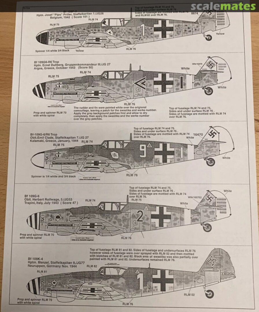 Contents Bf 109 F-3, Bf 109 G-6, Bf 109 K-4 72-724 SuperScale International Contents Bf 109 F-3, Bf 109 G-6, Bf 109 K-4 72-724 SuperScale International