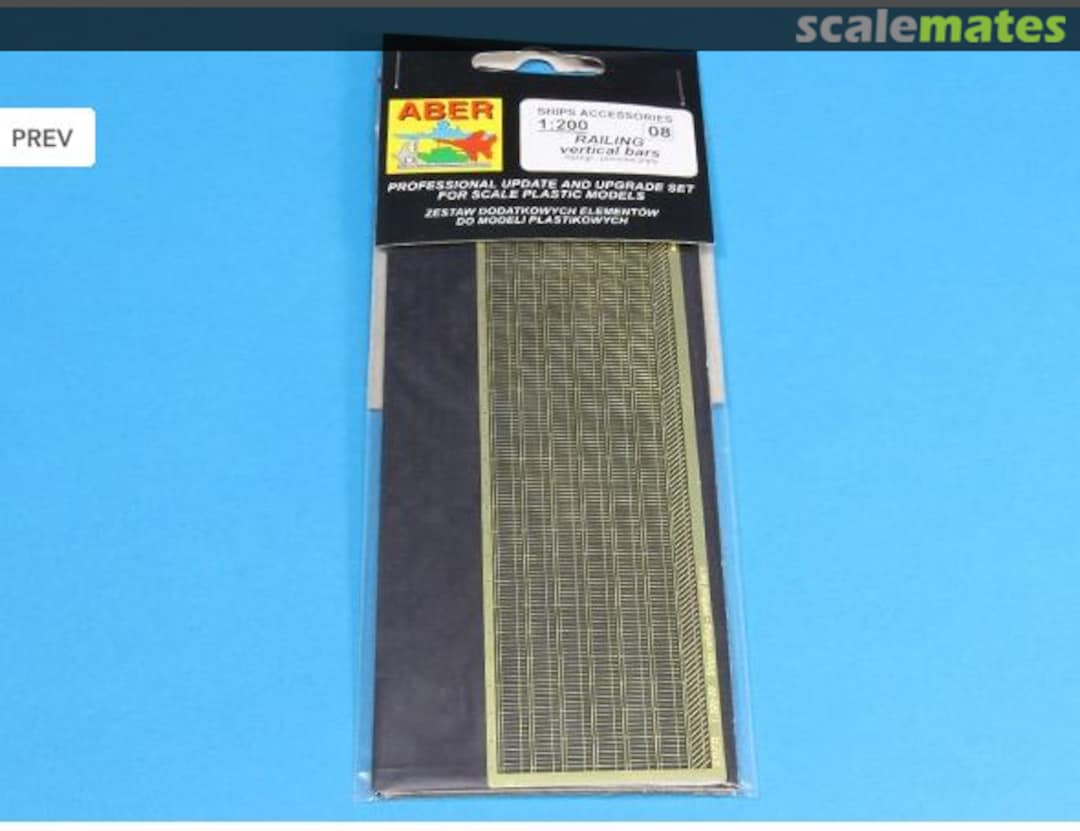 Boxart Ship railing - vertical bars 1:200-08 Aber Boxart Ship railing - vertical bars 1:200-08 Aber