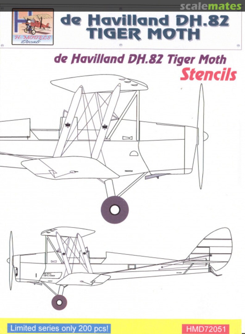 Boxart de Havilland DH.82 Tiger Moth Stencils HMD72051 H-Models Decals Boxart de Havilland DH.82 Tiger Moth Stencils HMD72051 H-Models Decals