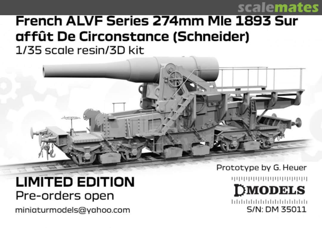 Boxart French ALVF Series 274mm Mle 1893 Sur affut De Circonstance (Schneider) DM 35011 D-Models