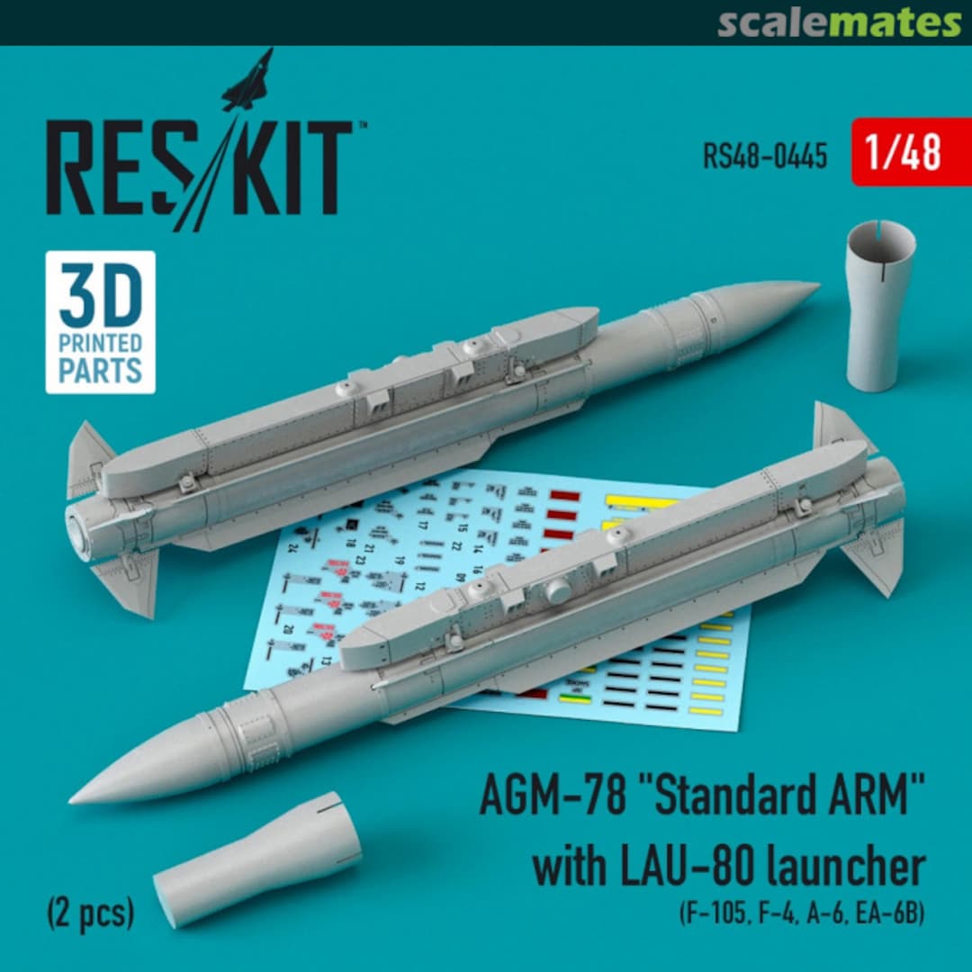 Boxart AGM-78 Standard ARM with LAU-80 launcher (2 pcs.) (F-105,F-4,A-6,EA-6B) RS48-0445 ResKit Boxart AGM-78 Standard ARM with LAU-80 launcher (2 pcs.) (F-105,F-4,A-6,EA-6B) RS48-0445 ResKit