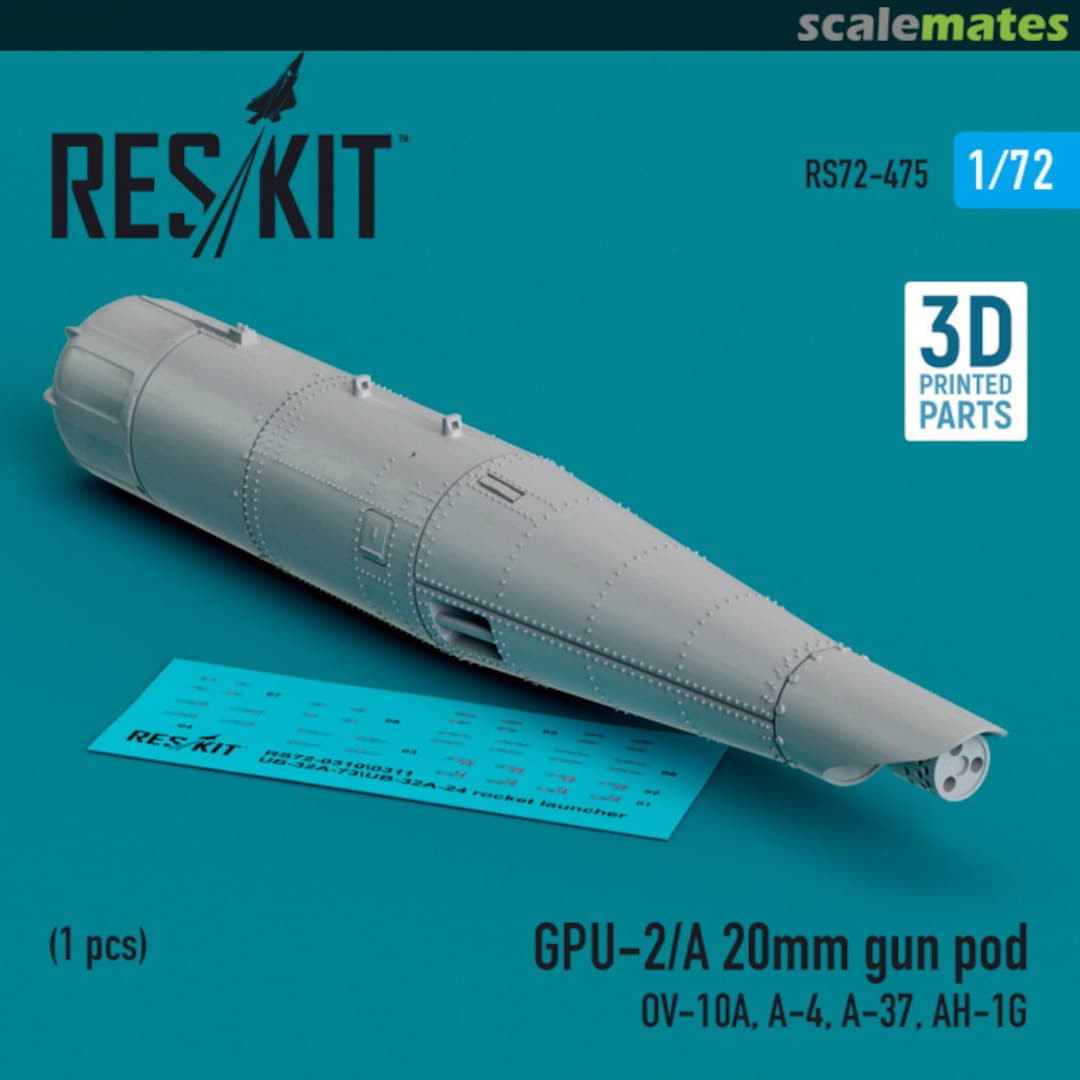 Boxart GPU-2/A 20mm gun pod (1 pc) (3D Printed) RS72-0475 ResKit Boxart GPU-2/A 20mm gun pod (1 pc) (3D Printed) RS72-0475 ResKit