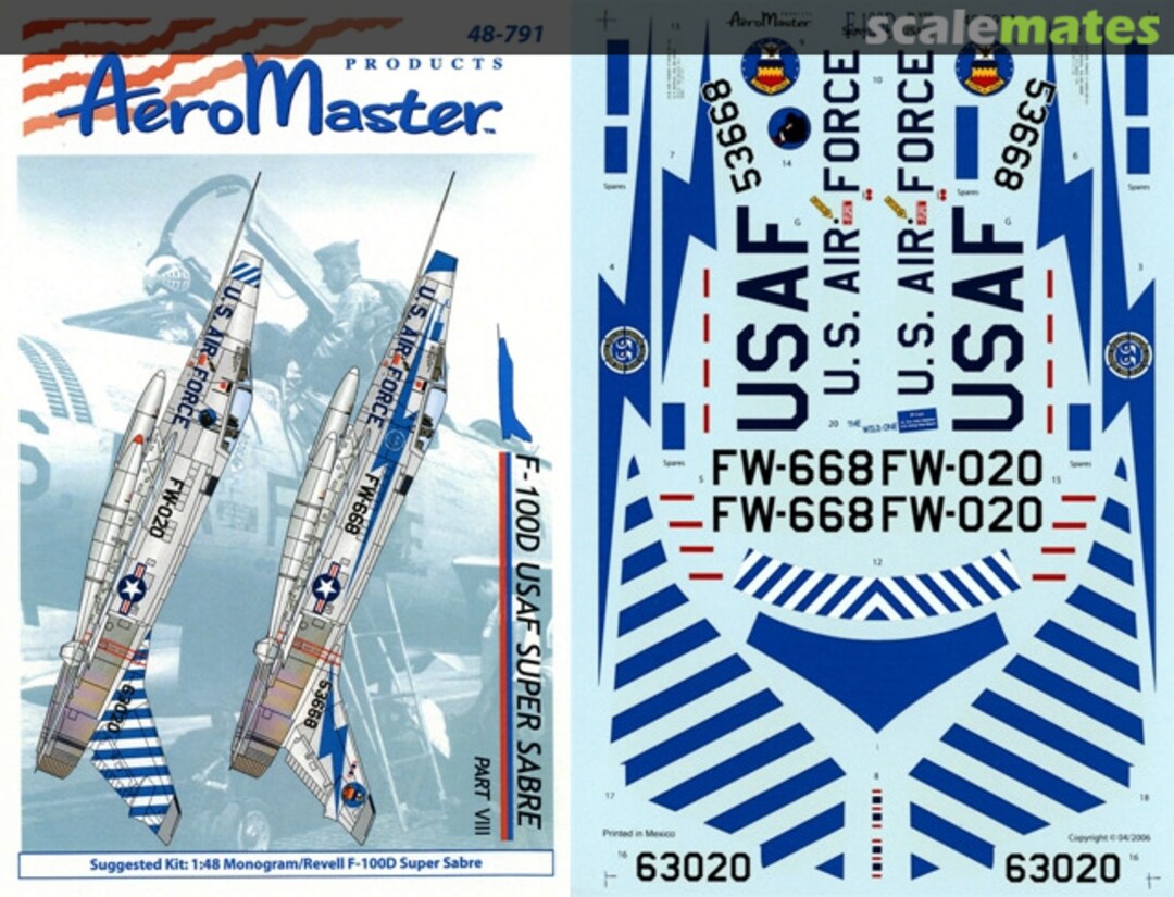 Boxart F-100D USAF Super Sabre Part VIII 48-791 AeroMaster Boxart F-100D USAF Super Sabre Part VIII 48-791 AeroMaster