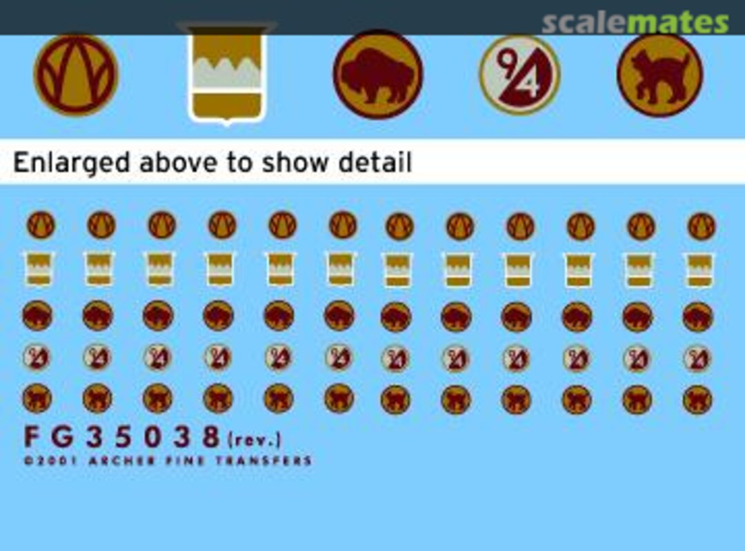 Boxart U.S. 80th, 81st, 89th, 92nd and 94th Infantry Division uniform patches FG35038 Archer Boxart U.S. 80th, 81st, 89th, 92nd and 94th Infantry Division uniform patches FG35038 Archer