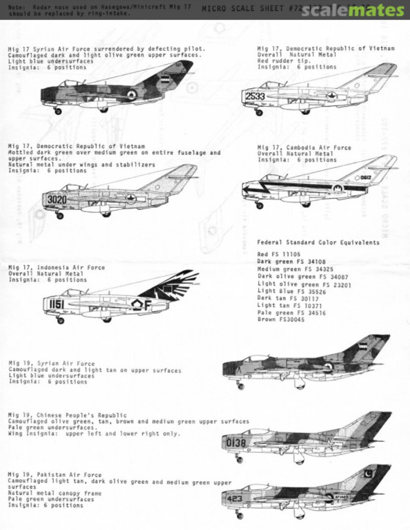 Contents MiG-17 and 19s 72-102 Microscale Contents MiG-17 and 19s 72-102 Microscale