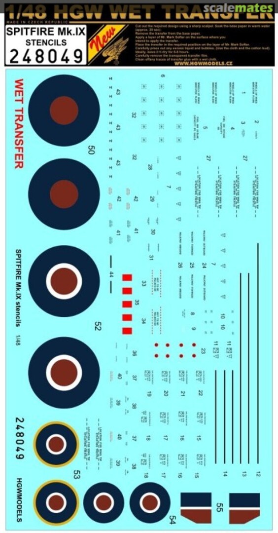 Boxart Supermarine Spitfire Mk.IXc/Mk.IXe - Stencils 248049 HGW Models