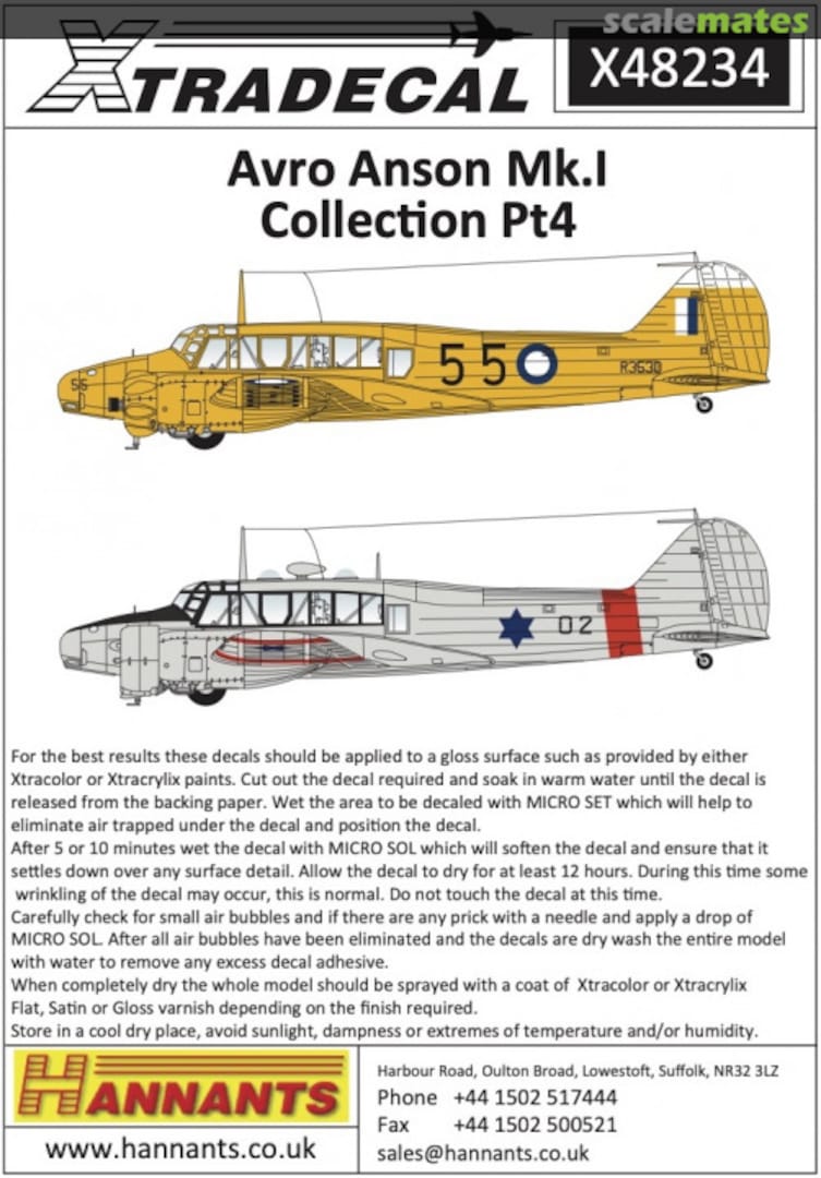 Boxart Avro Anson Mk.1 Collection Pt4 X48234 Xtradecal Boxart Avro Anson Mk.1 Collection Pt4 X48234 Xtradecal