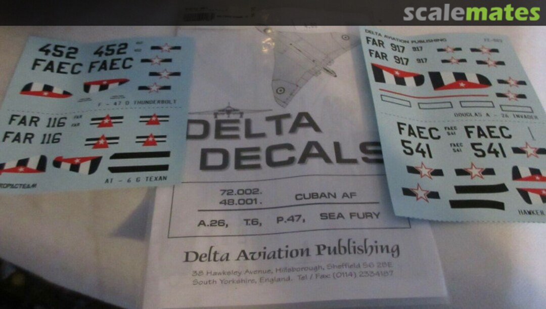 Contents Cuban Air Force 72-002 Delta Decals Contents Cuban Air Force 72-002 Delta Decals