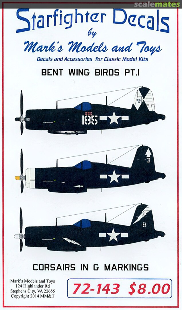 Boxart F4U Corsair Bent Wing Birds Part 1 72-143 Starfighter Decals Boxart F4U Corsair Bent Wing Birds Part 1 72-143 Starfighter Decals
