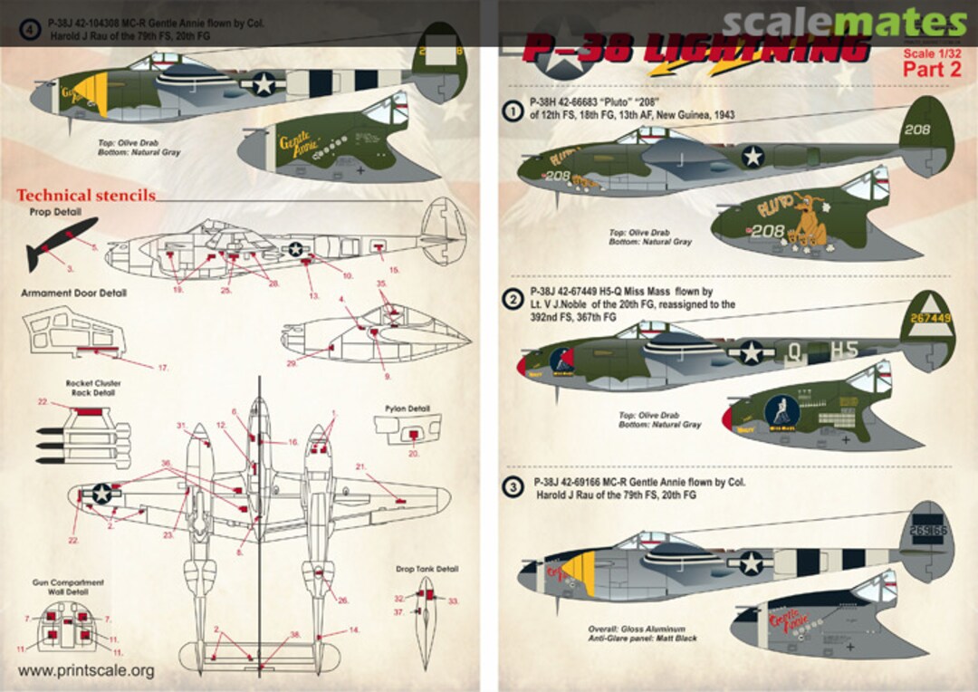 Boxart P-38 Lightning part 2 32-010 Print Scale Boxart P-38 Lightning part 2 32-010 Print Scale