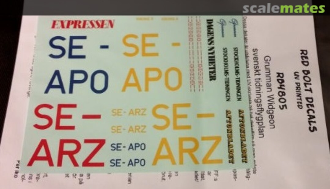 Boxart Grumman Widgeon RBD4805 Red Bolt Decals Boxart Grumman Widgeon RBD4805 Red Bolt Decals