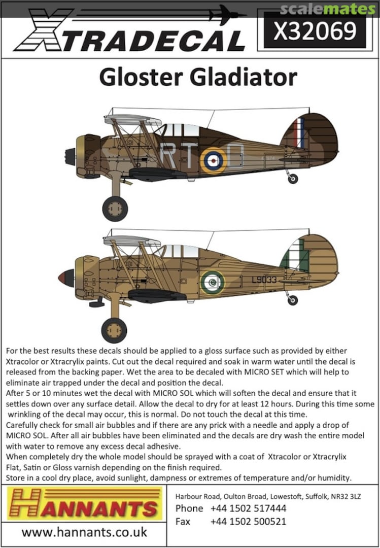Boxart Gloster Gladiator X32069 Xtradecal Boxart Gloster Gladiator X32069 Xtradecal