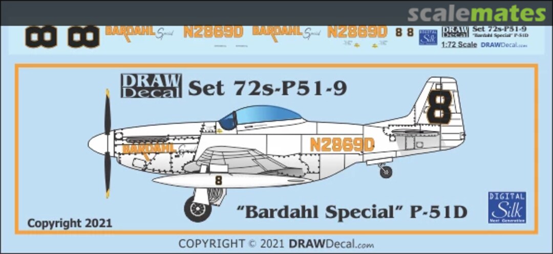 Boxart North American P-51 D - "Bardahl Special" (1964 Version) 72-P51-09 Draw Decal Boxart North American P-51 D - "Bardahl Special" (1964 Version) 72-P51-09 Draw Decal