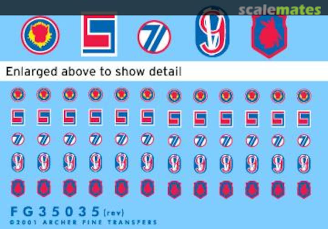 Boxart U.S. 69th,71st, 95th, 98th, 106th Infantry Division uniform patches FG35035 Archer Boxart U.S. 69th,71st, 95th, 98th, 106th Infantry Division uniform patches FG35035 Archer