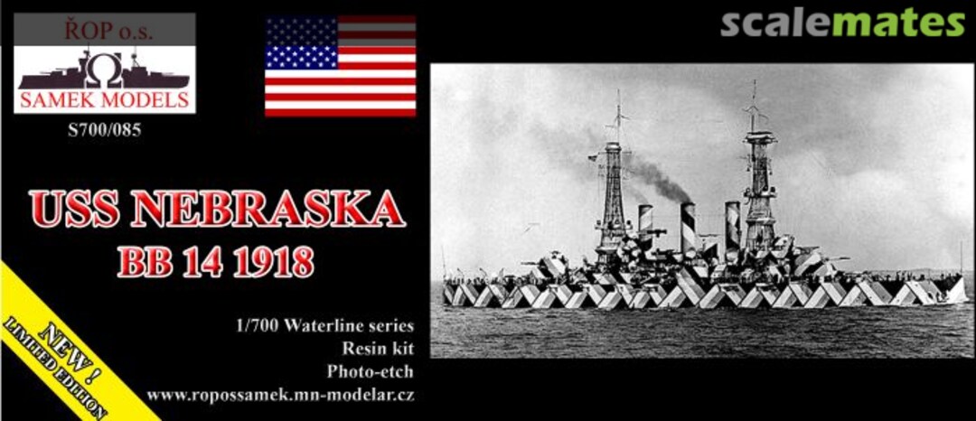 Boxart USS Nebraska BB 14 1918 S700/085 ROP o.s. Samek Models Boxart USS Nebraska BB 14 1918 S700/085 ROP o.s. Samek Models