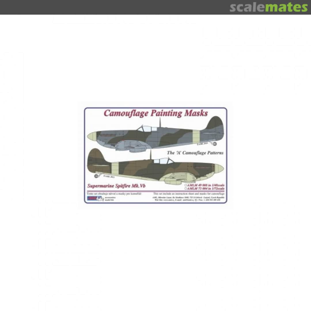 Boxart Supermarine Spitfire Mk.Vb Camouflage Masks A Pattern AMLM 49 008 AML Boxart Supermarine Spitfire Mk.Vb Camouflage Masks A Pattern AMLM 49 008 AML