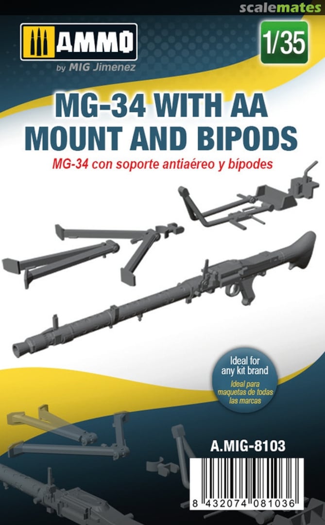 Boxart MG-34 with AA Mount and Bipods A.MIG-8103 Ammo by Mig Jimenez Boxart MG-34 with AA Mount and Bipods A.MIG-8103 Ammo by Mig Jimenez