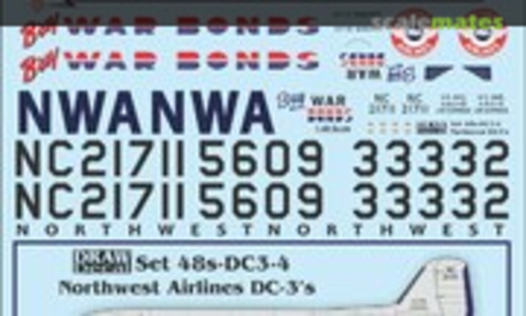 1:48 Douglas DC-3 (Draw Decal 48-DC3-4) 48-DC3-4