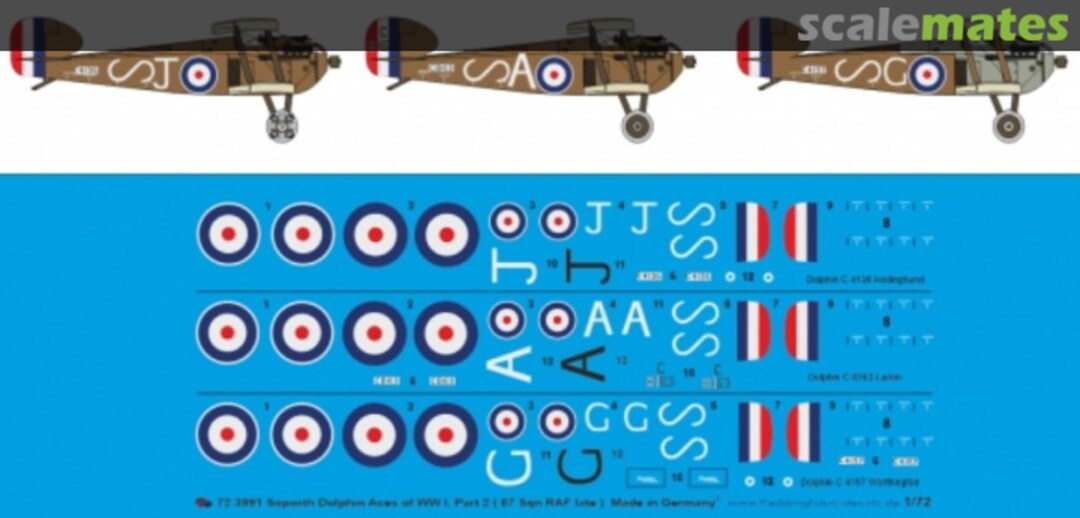 Boxart Sopwith Dolphin Aces of WW I, Part 2 (87 Sqn RAF late) 72 3991 Peddinghaus-Decals Boxart Sopwith Dolphin Aces of WW I, Part 2 (87 Sqn RAF late) 72 3991 Peddinghaus-Decals
