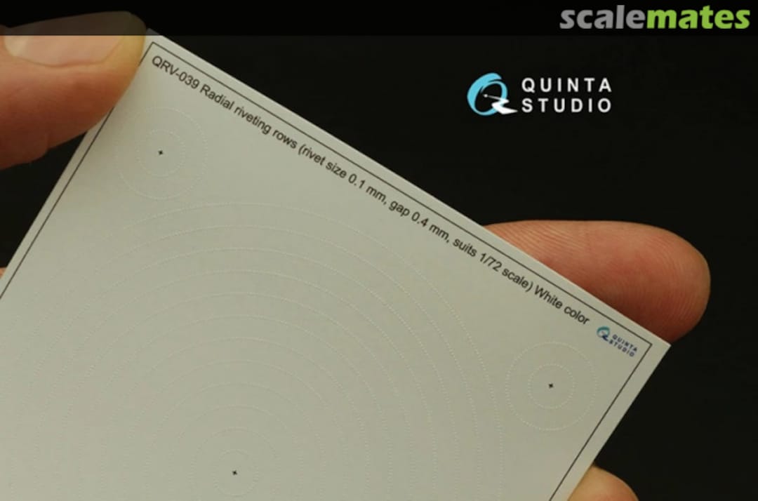 Contents Radial riveting rows (rivet size 0.10 mm, gap 0.4 mm, suits 1/72), White color QRV-039 Quinta Studio Contents Radial riveting rows (rivet size 0.10 mm, gap 0.4 mm, suits 1/72), White color QRV-039 Quinta Studio