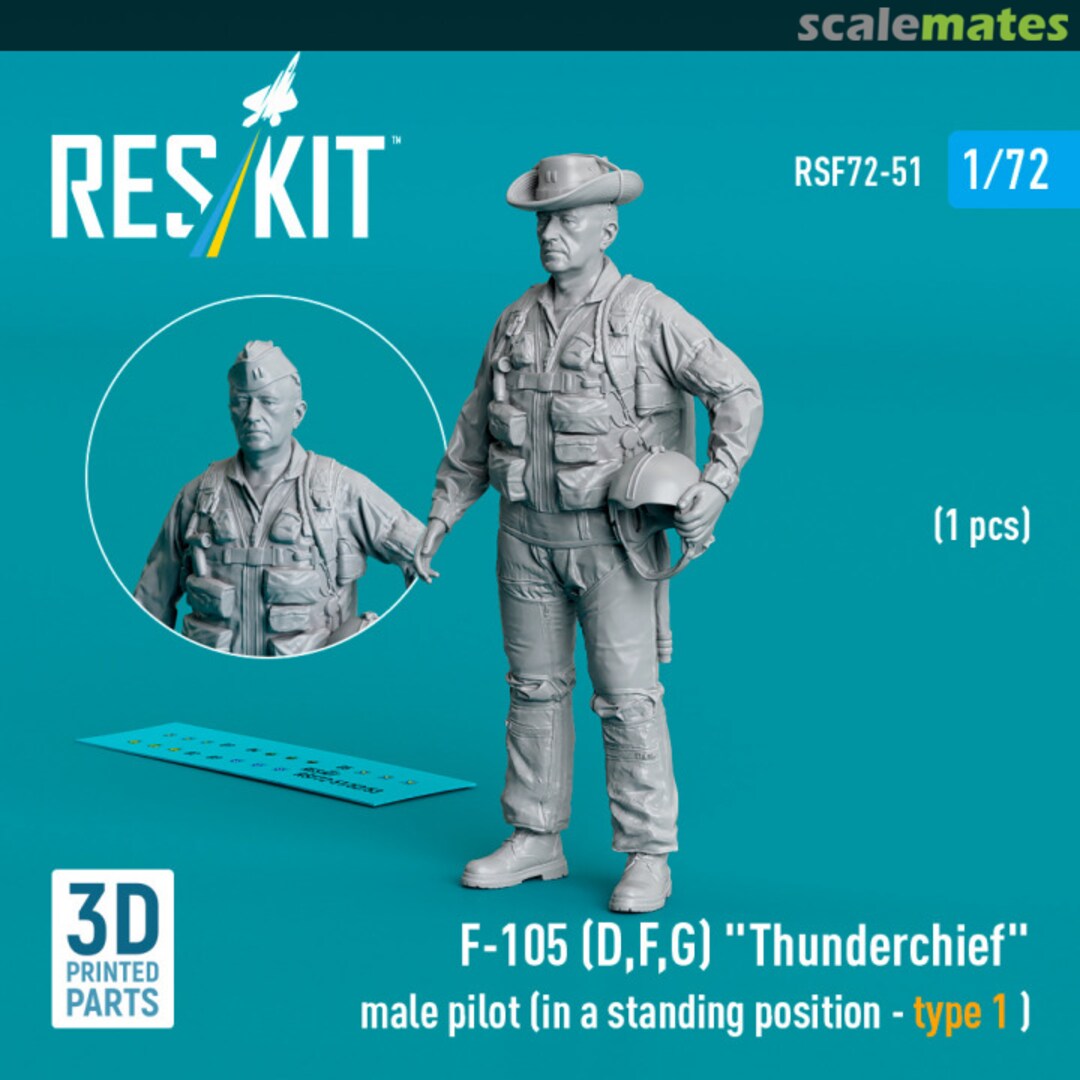 Boxart F-105 (D,F,G) Thunderchief male pilot (in a standing position - type 1 ) (1 pcs) RSF72-0051 ResKit Boxart F-105 (D,F,G) Thunderchief male pilot (in a standing position - type 1 ) (1 pcs) RSF72-0051 ResKit