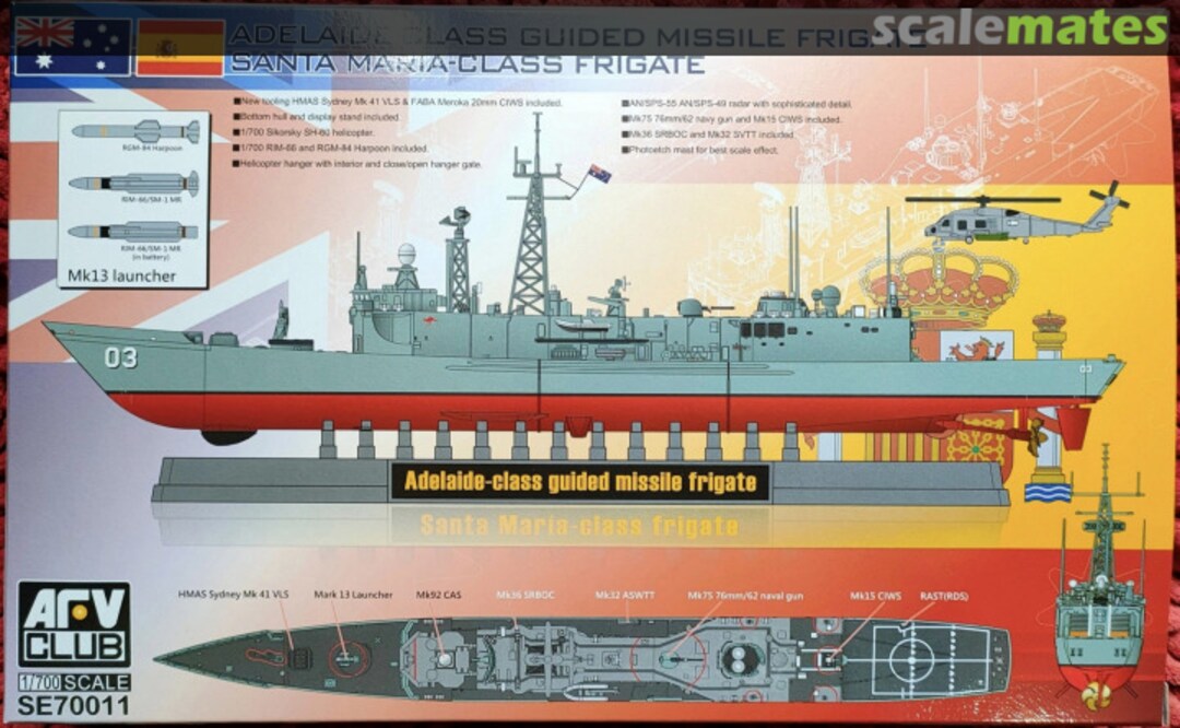 Boxart ADELAIDE-Class Guided Missile Frigate & SANTA MARIA-Class Frigate SE70011 AFV Club Boxart ADELAIDE-Class Guided Missile Frigate & SANTA MARIA-Class Frigate SE70011 AFV Club