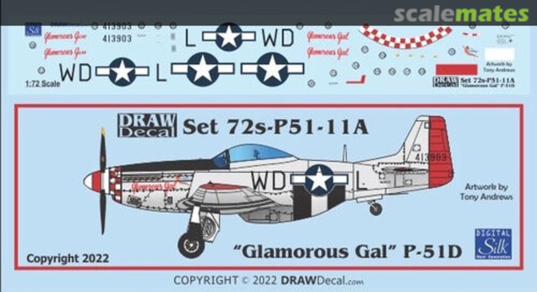 Boxart North American P-51 D - "Glamorous Gal" (1999 Version) 72-P51-11A Draw Decal