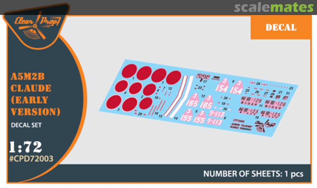 Boxart A5M2b Claude (early version) decal set CPD72003 Clear Prop! Boxart A5M2b Claude (early version) decal set CPD72003 Clear Prop!