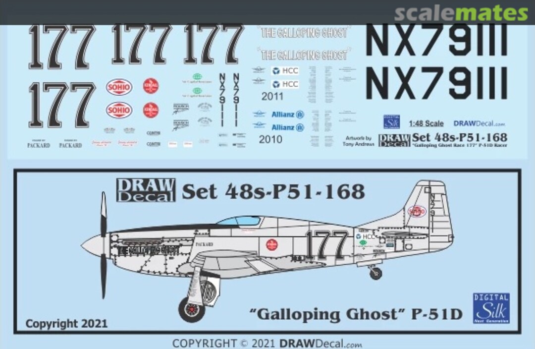 Boxart “Galloping Ghost” P-51D 48-P51-168 Draw Decal Boxart “Galloping Ghost” P-51D 48-P51-168 Draw Decal