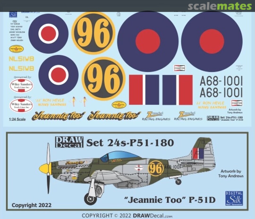 Boxart “Jeannie Too” P-51D 24-P51-180 Draw Decal Boxart “Jeannie Too” P-51D 24-P51-180 Draw Decal