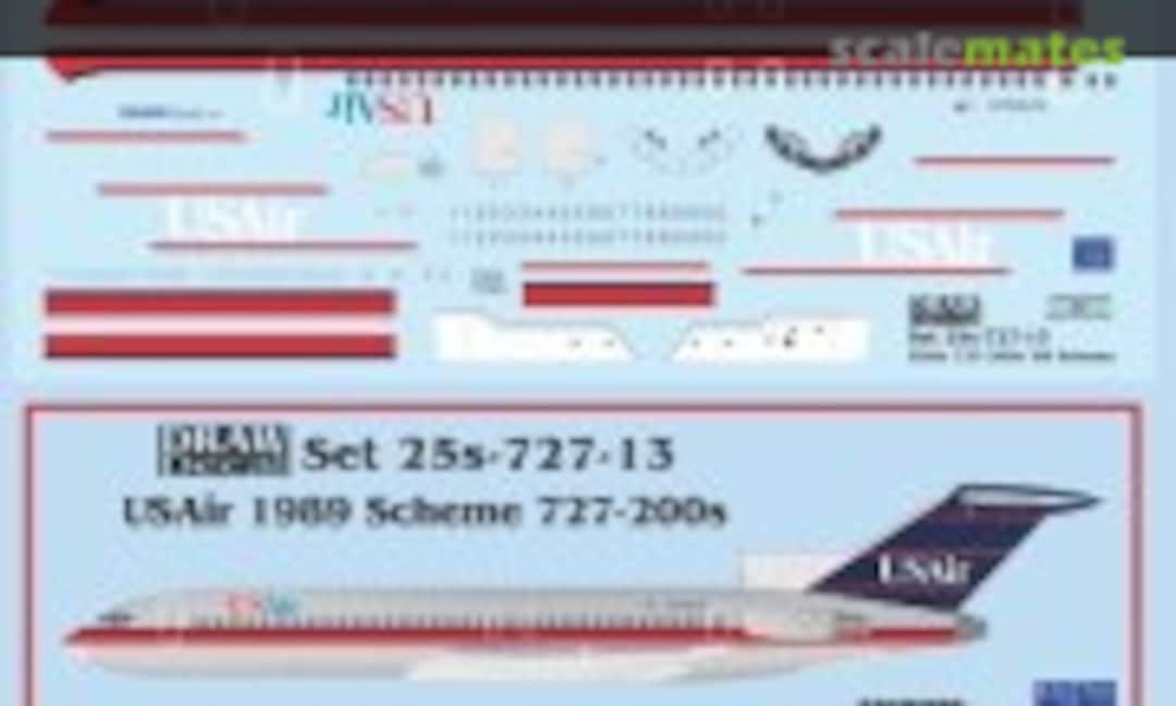 1:125 USAir 1989 Scheme 727-200s (Draw Decal 25-727-13) 25-727-13