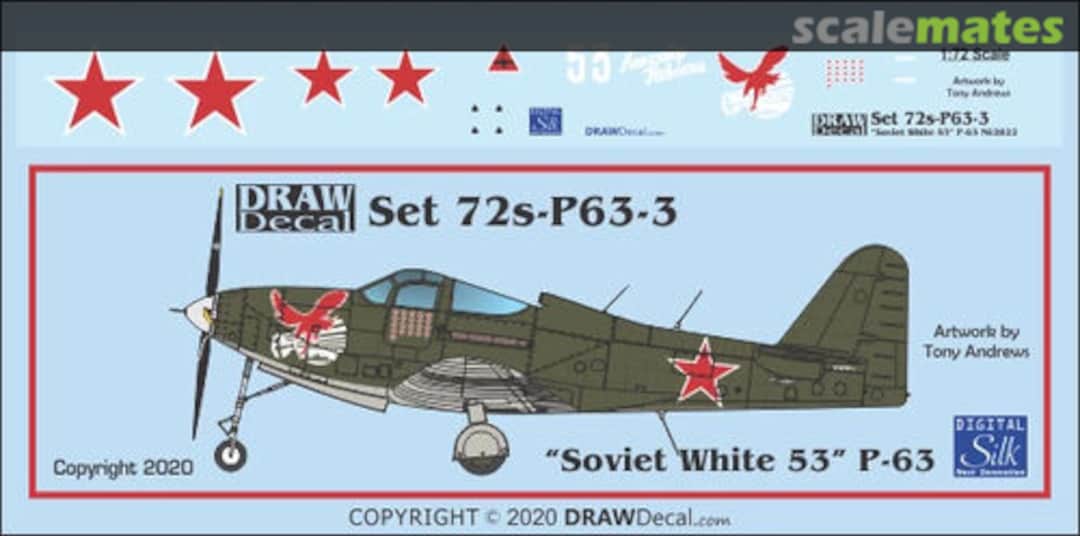 Boxart Bell P-63 - Soviet "White 53" (N62822) 72-P63-03 Draw Decal