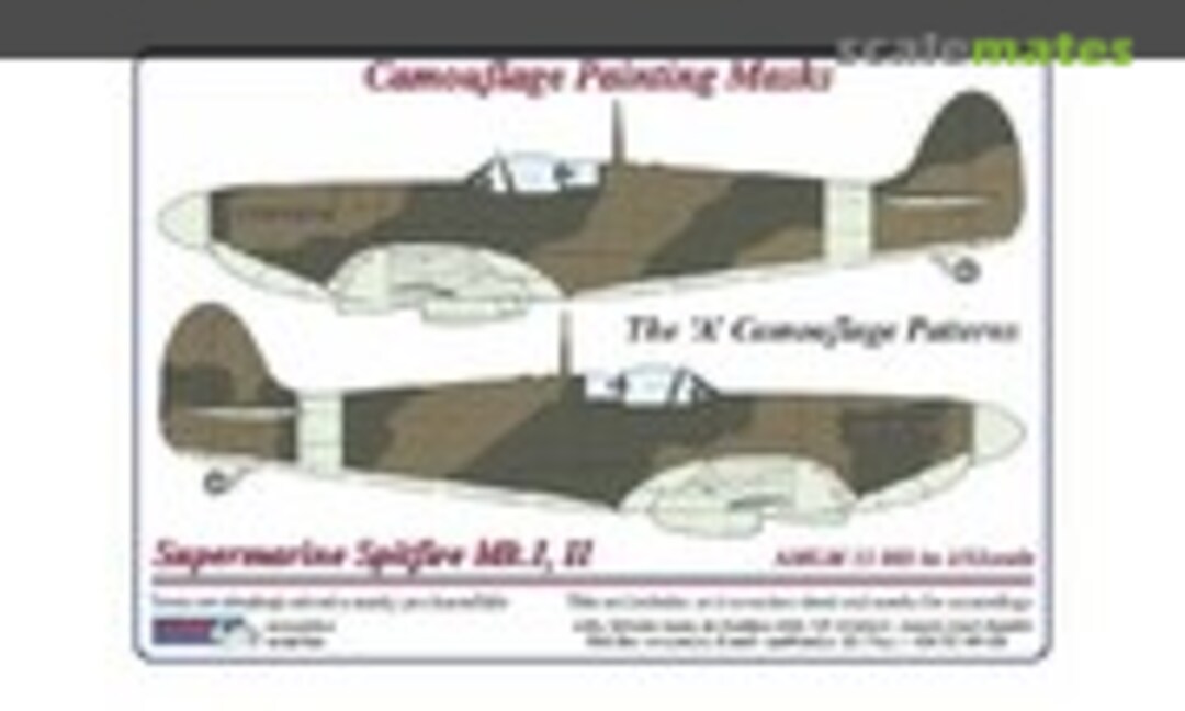 1:32 Supermarine Spitfire Mk.I/II Camouflage Masks A Patter (AML AMLM33003) AMLM33003