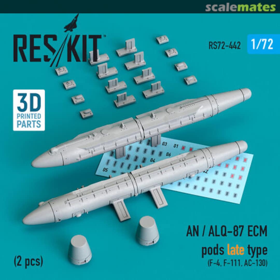 Boxart AN/ALQ-87 ECM pods late type (2 pcs.) (F-4, F-111, AC-130) (3D printing) RS72-0442 ResKit Boxart AN/ALQ-87 ECM pods late type (2 pcs.) (F-4, F-111, AC-130) (3D printing) RS72-0442 ResKit