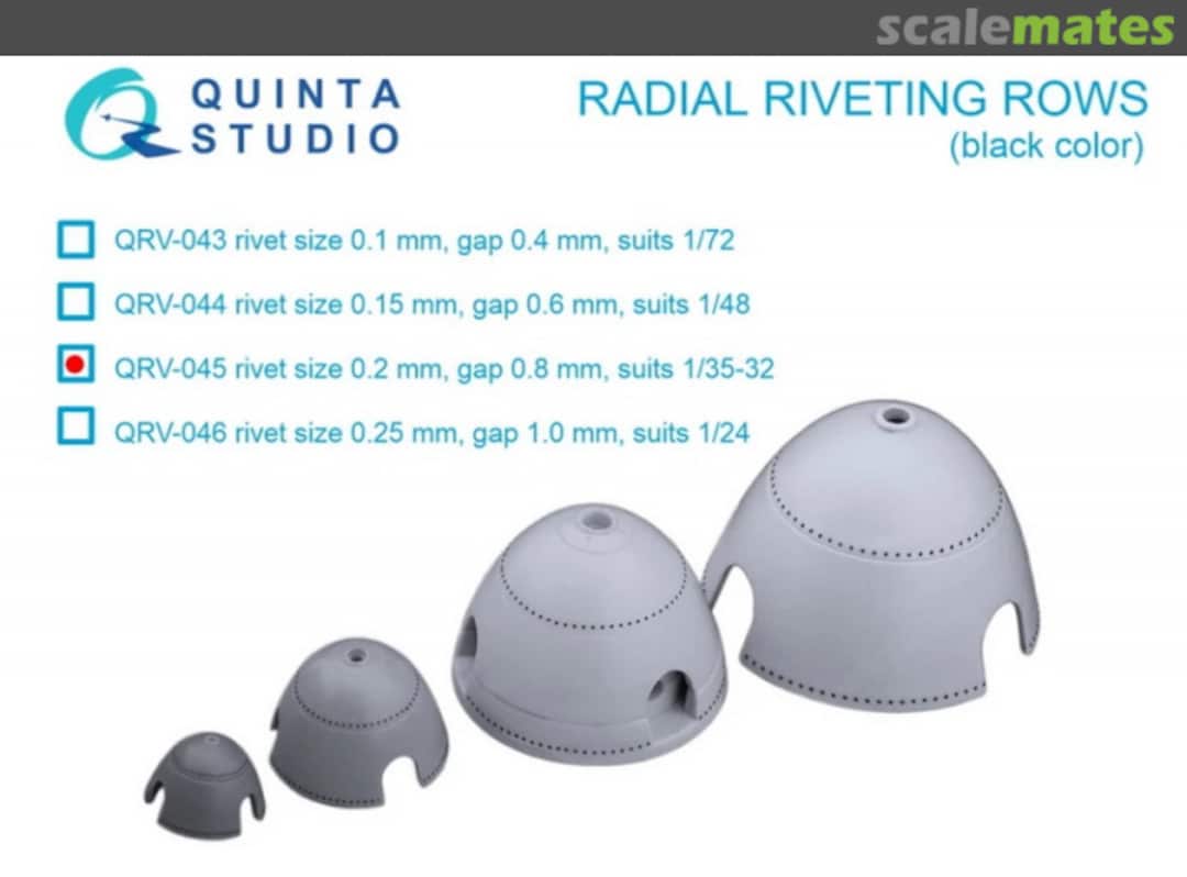 Boxart Radial riveting rows (rivet size 0.2 mm, gap 0.8 mm, suits 1/35-32), Black color 1/32 - 1/35 QRV-045 Quinta Studio Boxart Radial riveting rows (rivet size 0.2 mm, gap 0.8 mm, suits 1/35-32), Black color 1/32 - 1/35 QRV-045 Quinta Studio