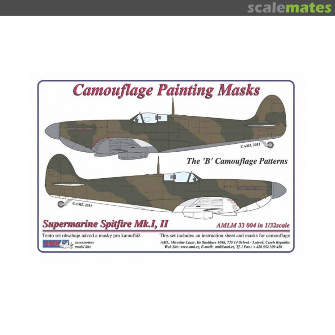 Boxart Supermarine Spitfire Mk.I/II Camouflage Masks B Patter AMLM33004 AML Boxart Supermarine Spitfire Mk.I/II Camouflage Masks B Patter AMLM33004 AML