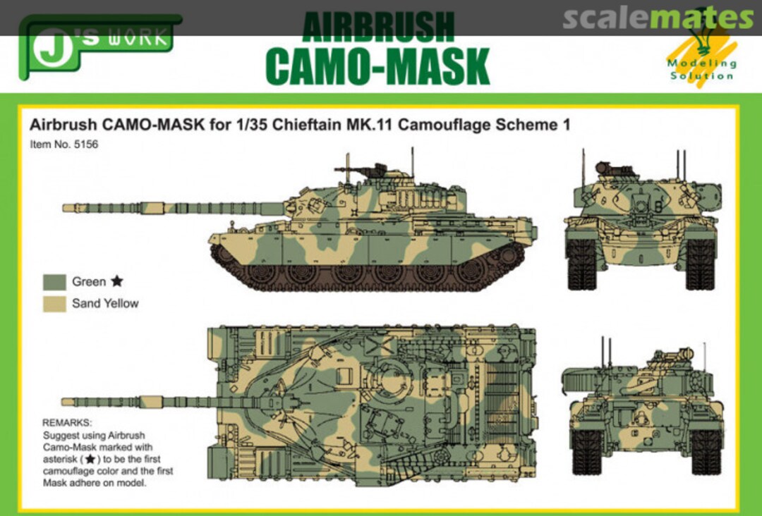Boxart Airbrush CAMO-MASK Chieftain MK.11 Scheme 1 PPA5156 J's Work Boxart Airbrush CAMO-MASK Chieftain MK.11 Scheme 1 PPA5156 J's Work