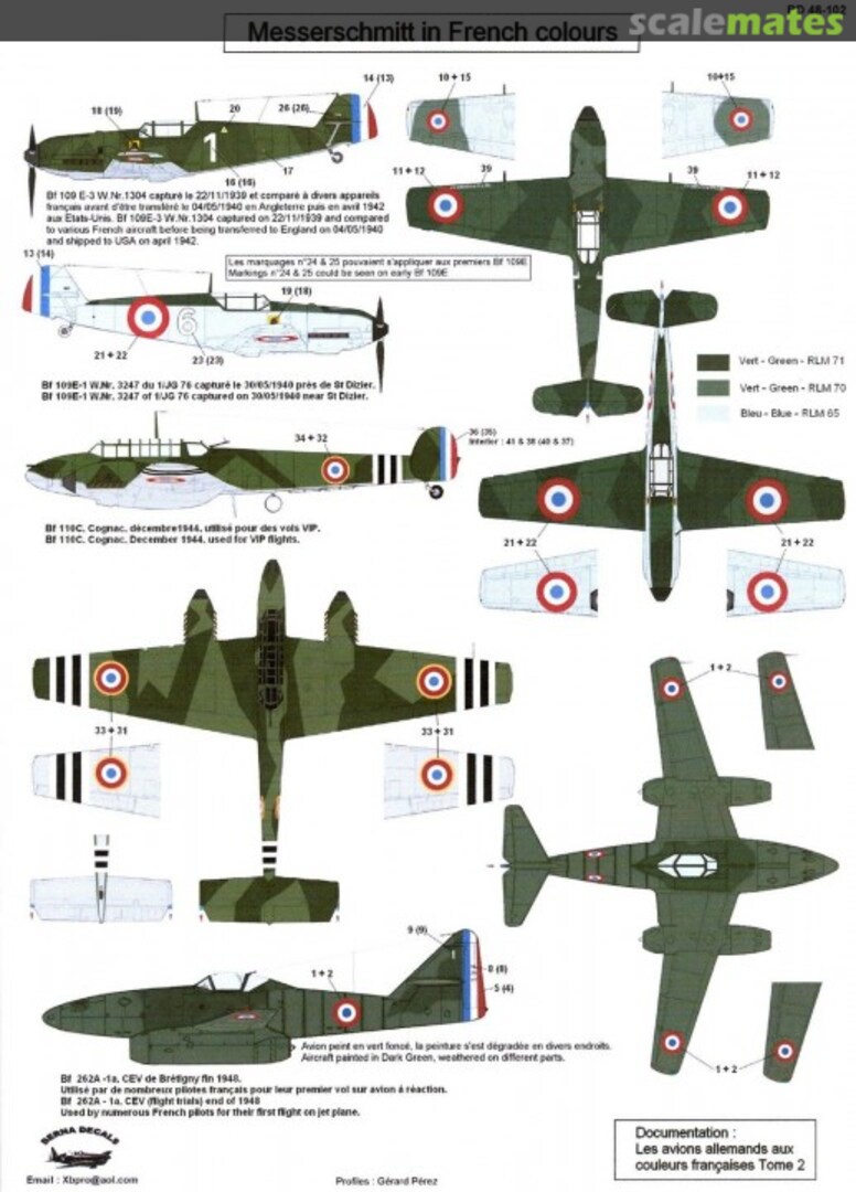 Boxart Messerschmitt in French colours BD 48-102 Berna Decals Boxart Messerschmitt in French colours BD 48-102 Berna Decals