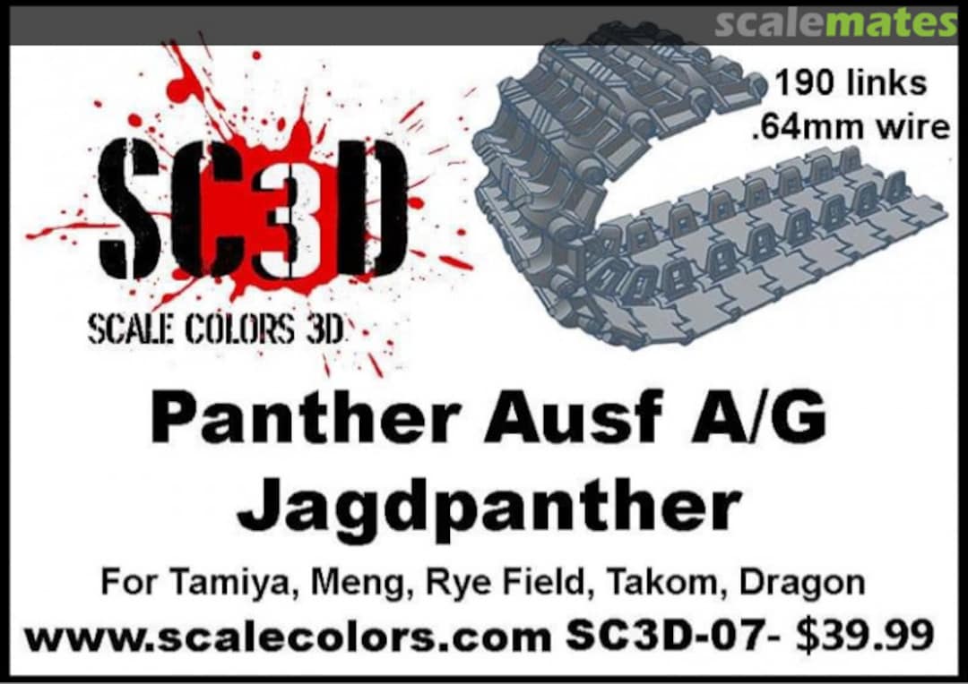 Boxart Panther A/G/Jagdpanther workable track links SC3D-07 Scale Colors Boxart Panther A/G/Jagdpanther workable track links SC3D-07 Scale Colors