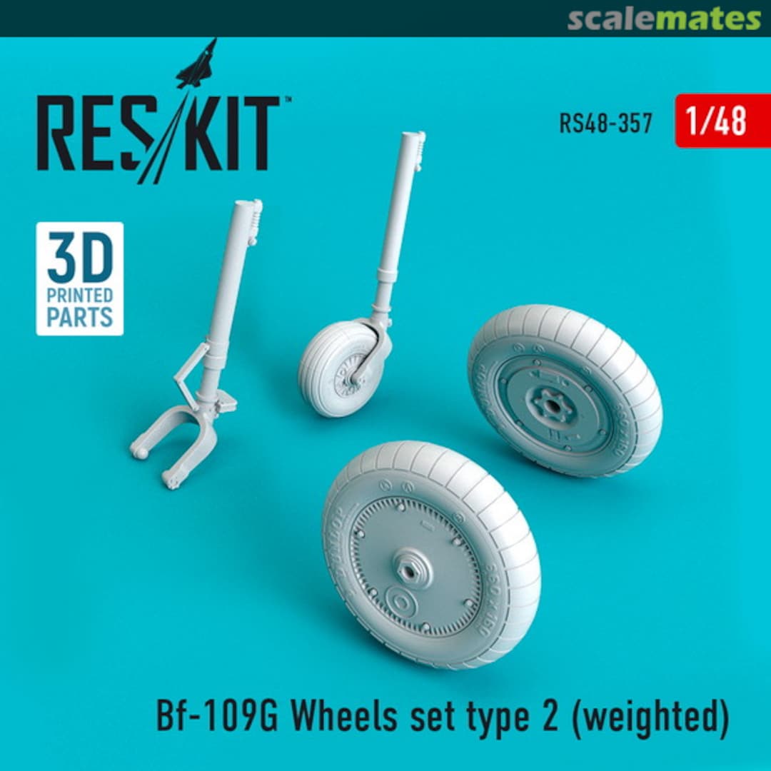 Boxart Bf-109G wheels set type 2 (weighted) RS48-0357 ResKit Boxart Bf-109G wheels set type 2 (weighted) RS48-0357 ResKit