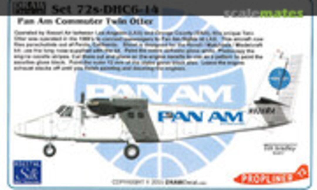 1:72 Pan Am Commuter Twin Otter (Draw Decal 72s-DHC6-14) 72s-DHC6-14
