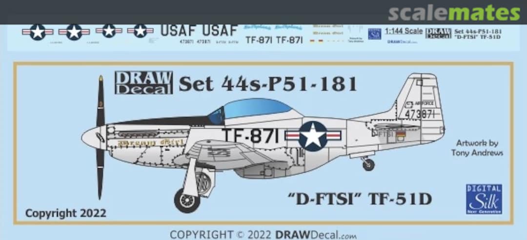 Boxart “TF-871” D-FTSI TF-51D 44-P51-181 Draw Decal Boxart “TF-871” D-FTSI TF-51D 44-P51-181 Draw Decal