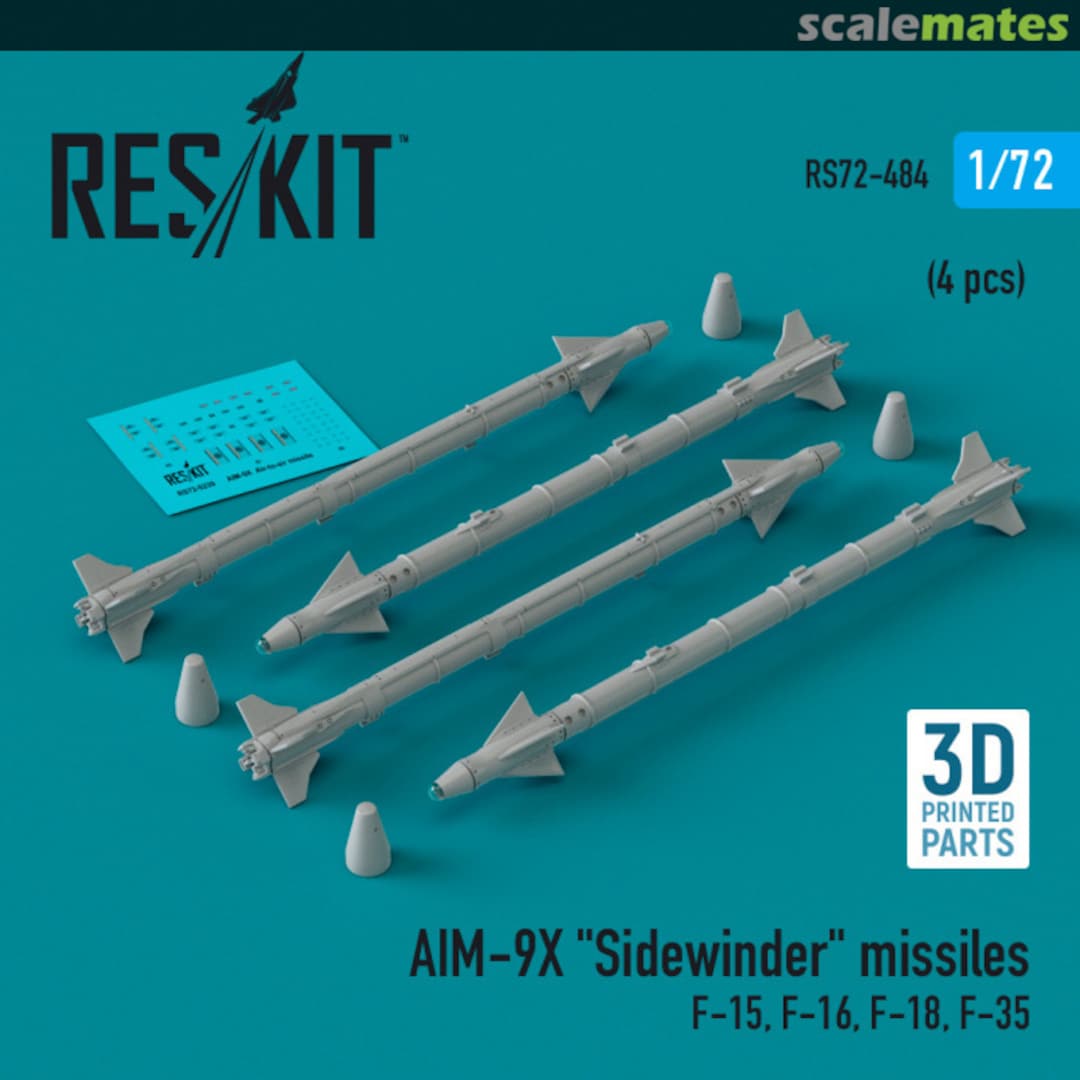 Boxart AIM-9X Sidewinder missiles (4 pcs) (3D Printed) RS72-0484 ResKit