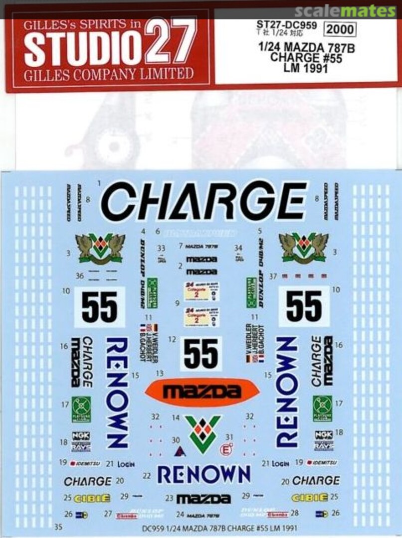 Boxart Mazda 787B Charge #55 Le Mans 1991 ST27-DC959 Studio27 Boxart Mazda 787B Charge #55 Le Mans 1991 ST27-DC959 Studio27
