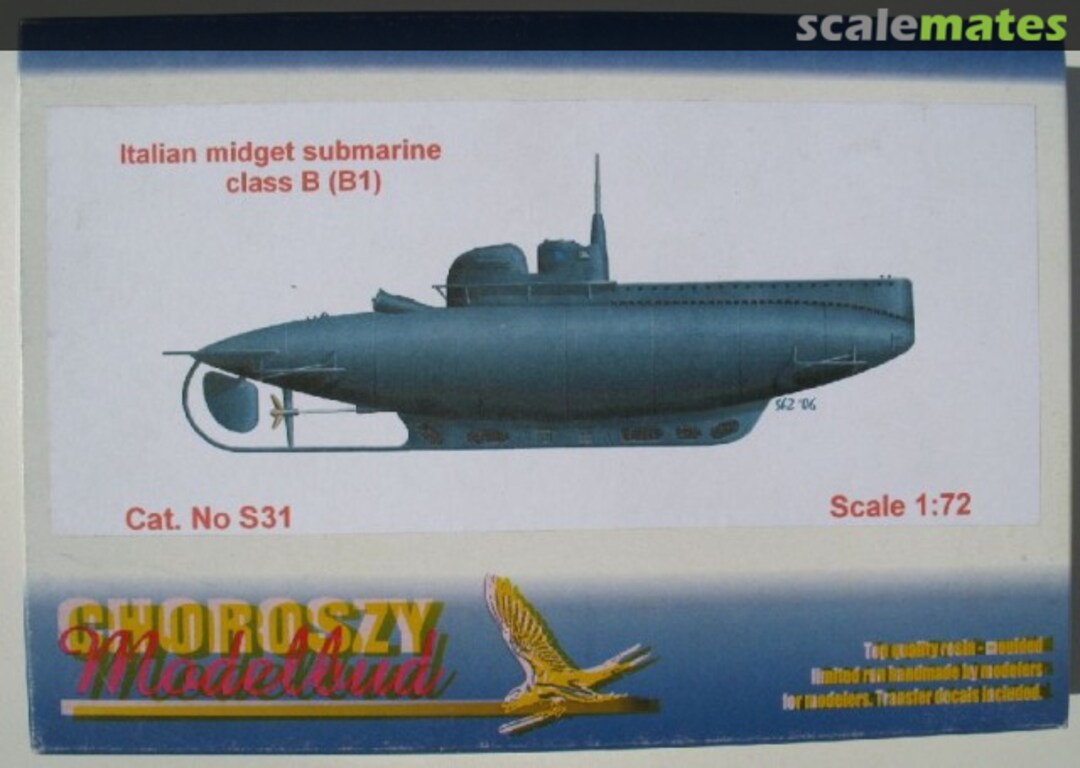 Boxart Italian Midget submarine class B (B1) S31 Choroszy Modelbud Boxart Italian Midget submarine class B (B1) S31 Choroszy Modelbud