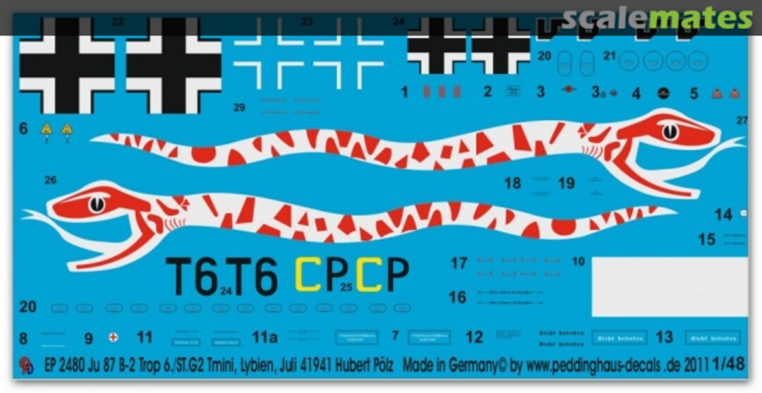 Boxart Ju 87B-2 Trop 6./ST.G 2 Timini, Lybien, Juli 1941 Hubert Pölz EP 2480 Peddinghaus-Decals Boxart Ju 87B-2 Trop 6./ST.G 2 Timini, Lybien, Juli 1941 Hubert Pölz EP 2480 Peddinghaus-Decals