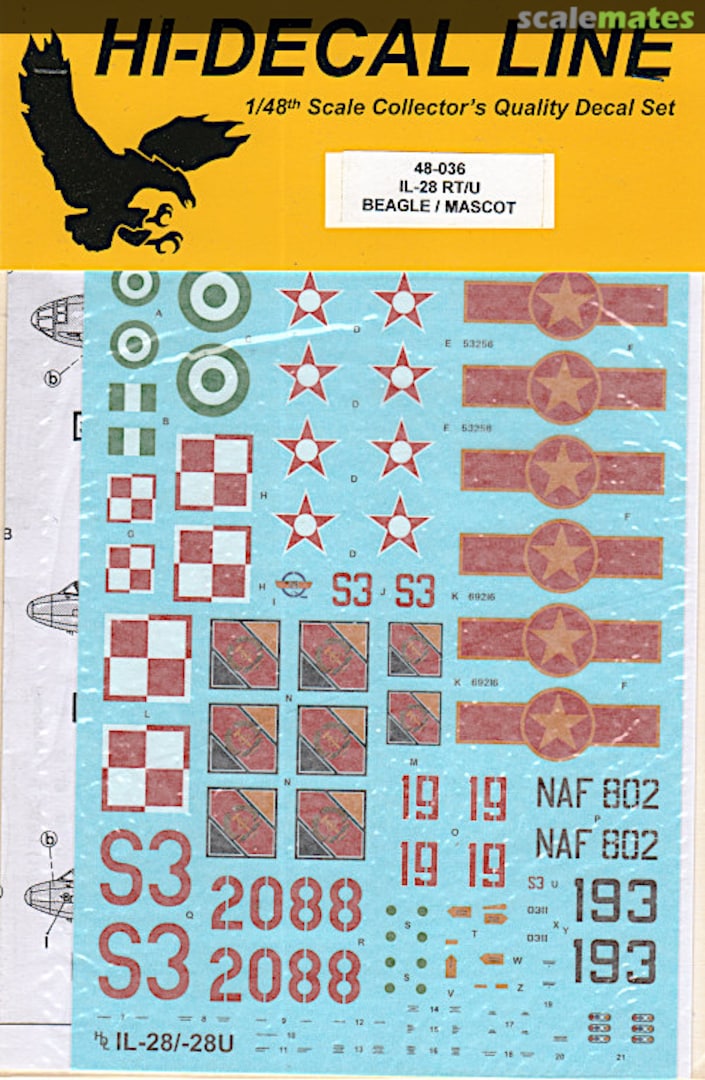 Boxart Il-28 RT/U Beagle/Mascot 48-036 Hi-Decal Line Boxart Il-28 RT/U Beagle/Mascot 48-036 Hi-Decal Line