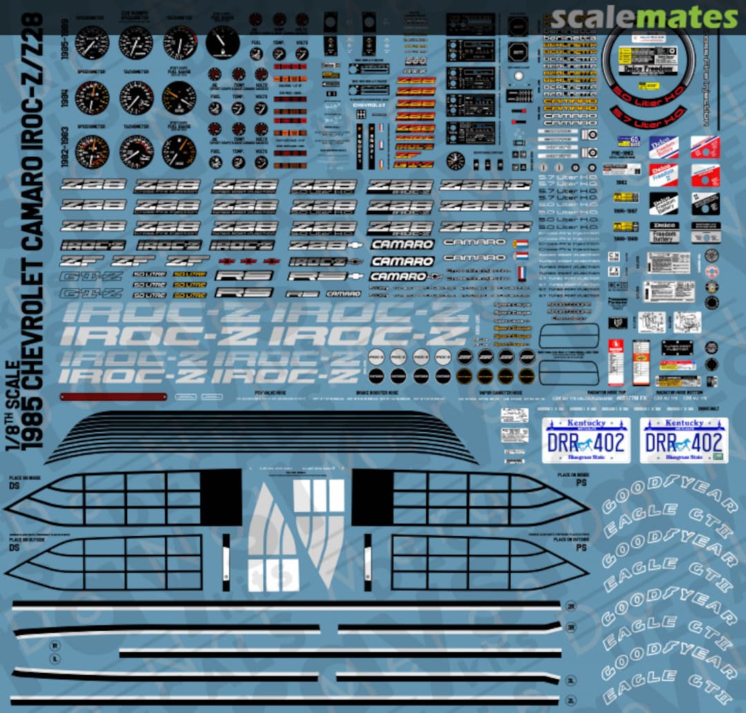 Boxart 1985 Chevrolet Camaro Z/28-IROC/Z RKD7-1/8 Rays Kits Decals Boxart 1985 Chevrolet Camaro Z/28-IROC/Z RKD7-1/8 Rays Kits Decals
